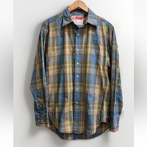 Robert Graham Mens Size M Freshly Laundered Shirt Plaid Button Front Multi Blue